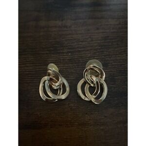 Vintage Gold Tone Double Hoop Earrings